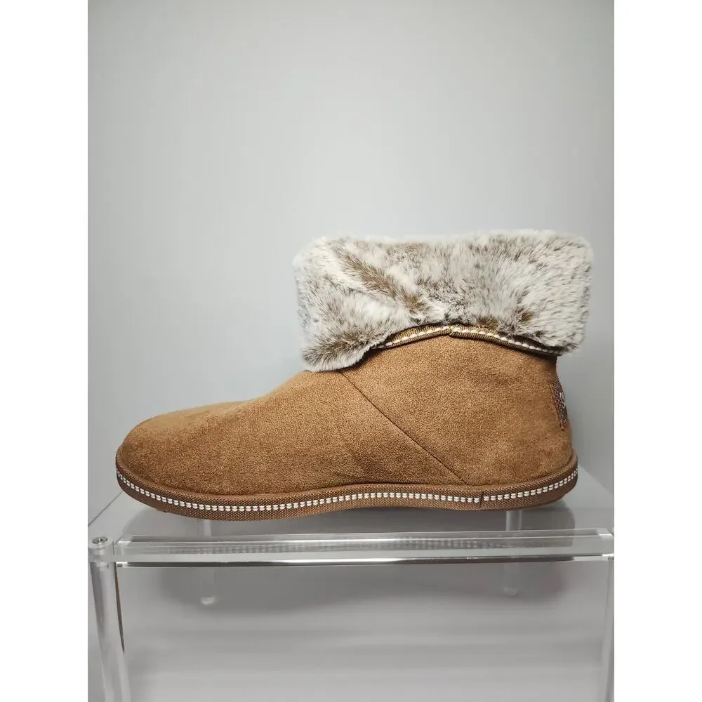 Skechers Women's Keepsakes Ankle Boots Booties Chestnut Brown Sz 8 Faux Fur